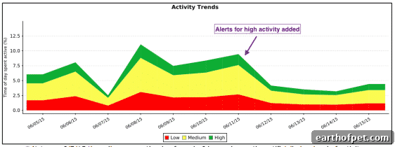 PetPace algorithm produces minute-by-minute activity data as well as periodic analysis