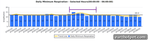 Isolated nighttime minimum respiratory rate increase in the first days of illness.