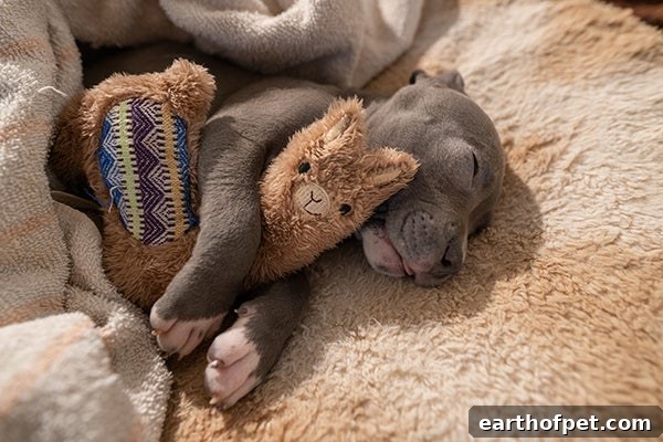 pitbull puppy with cuddle toy, oys to Keep Your Dog Busy While You're at Work