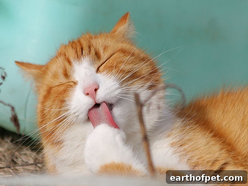 grooming - cat being brushed to stay cool
